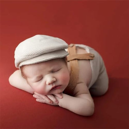 Newborn Baby Boy Suspender Pants Photo Outfits Gentleman Photography Outfit Girl - color: Off-white