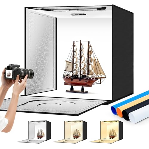 Light Box Photography 20"x20" with 160LED Lights and 4 Color Backdrops Photo Box with Lights, Foldable Light Box with Adjustable Brightness, 3000-6500K Dimmable Portable Picture Box Shooting - size: 20" with 3000-6500K