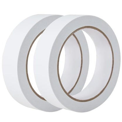 1" 2 Rolls Double Sided Adhesive Sticky Tape for Arts, DIY, Card Making, Crafts, Photography, Scrapbooking, Gift Wrapping, Office School Stationery Supplies, Home Supplies (Width: 25mm) - size: 1 in