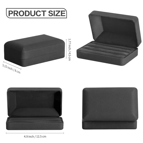 KUKUVR Velet Ring Storage Box, Travel Jewelry Case with 3 Slot Ring Display Organizer (Black) - color: Black
