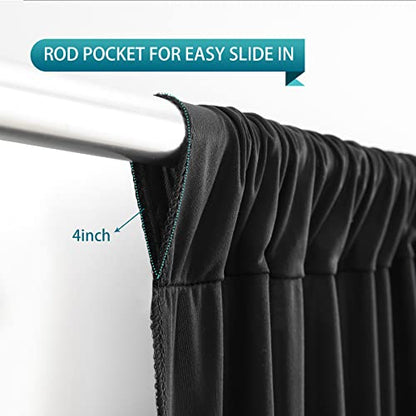 Black Backdrop Curtain 2 Panels-Wrinkle-Free Black Curtains Polyester Photography Drapes for Wedding Birthday Party Photo Background Backdrop Stand- 8 X10FT - color: Black, size: W4' X H10'(2 Panels)