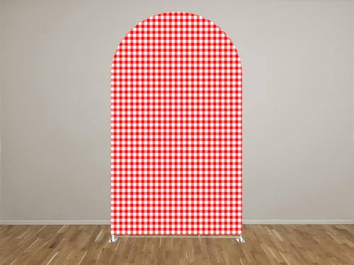 Red Plaids Sweet Strawberries Arch Backdrop Cover Double-Sided Arch Stretchy Cover Berry First Pink Birthday Party Girls Baby Shower Parties Decors (3.3X6.5ft,GX-233) - color: GX-233, size: 3.3X6.5ft