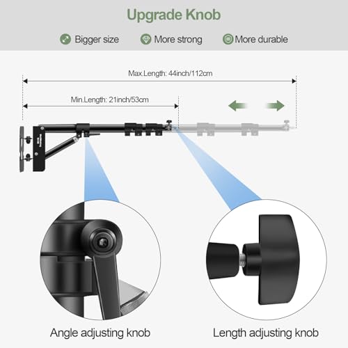 Wellmaking Wall Mount Triangle Boom Arm 39.37inch/100cm, Ring Light Mount Support 180°Flexible Rotation Comes with Tilt Swivel Mount for Studio Video Light, Monolight, Photography, Softbox, Reflector - size: 39.37inch/100cm
