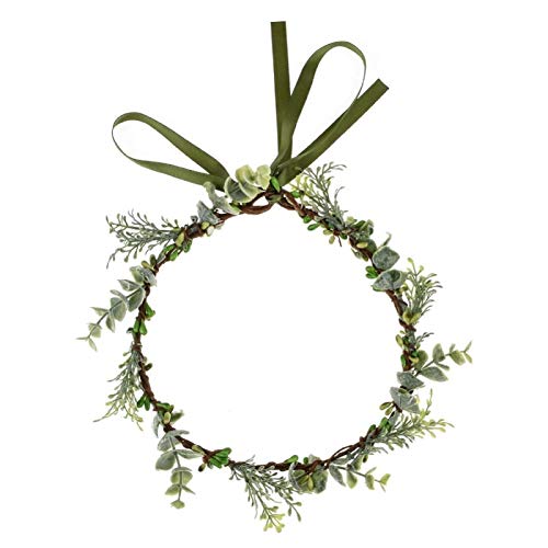 Vividsun Bridal Green Leaf flower Crown Eucalyptus Floral Headband Wedding Festivals Photo Props (Green leaf) - color: Green leaf