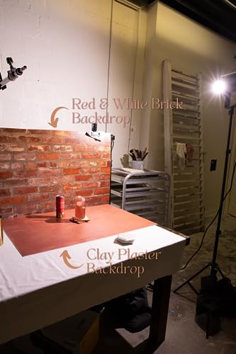 Bessie Bakes Super-Thin Red & White Brick Replicated Photography Backdrop 2 Feet Wide x 3 Feet Long