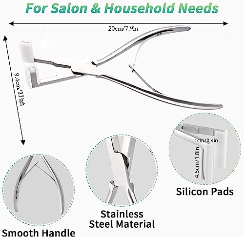 Hair Extensions Tools Kit, Professional Tape in Hair Sealing Pliers Flat Surface Hair Extension Plier Tools with Double Sided Replacement Adhesive Tape Tabs -Silvery