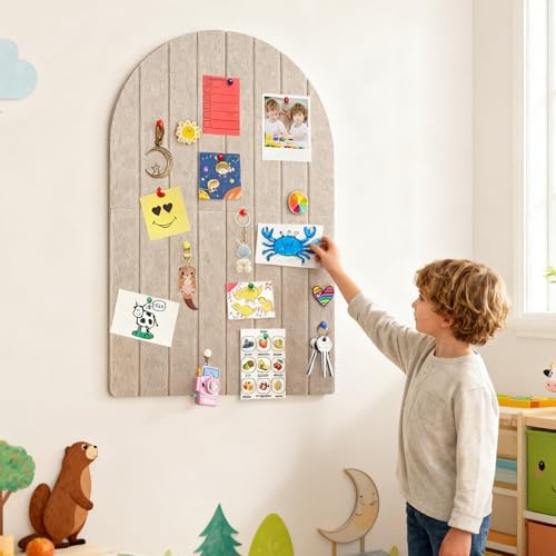 2 Pcs Foldable Felt Bulletin Board, 0.35" Thick Arch Fabric Pin Board with Adhesive Sticker, Large Cork Boards Wall Mount Memo Boards for Office Bedroom Living Room, Decorative Board (24x16 inch) - size: 24x16 inch