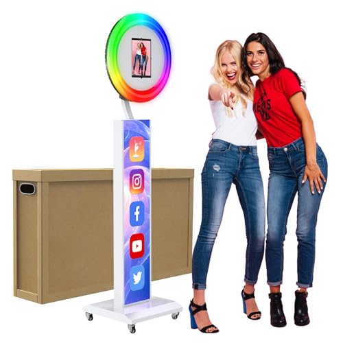 JIYANG Portable Photo Booth Compatible with Any Ipad,Photo Booth Mchine with ChackTok PhotoBooth VIP Member,Customize Personalized Logo,Perfect for Parties,Wedding and Events(Wihte,Honeycomb Case) - color: White, size: Honeycomb