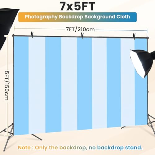 5x7ft Photography Backdrop Blue Stripes Soft Shades Light Blue Photo Backdrop Photography Background for Photoshoot Portrait Video Party Photo Studio Prop Booth - color: Color1
