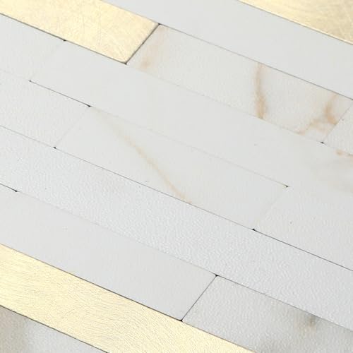 10 - Sheet Peel and Stick Backsplash Wall Tile, PVC Kitchen Backsplash, Stick on Tiles for Backsplash Kitchen (12'' X 12'', White with Gold) - color: White With Gold