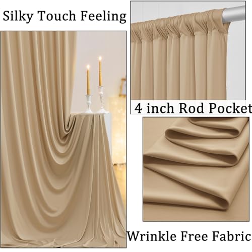 10ft x 10ft Wrinkle Free Champagne Backdrop Curtains for Parties, Polyester Photo Backdrop Drapes 2 Panels 5x10ft Cloth for Wedding Birthday Party Photography Background - color: Champagne2, size: 10ftx10ft