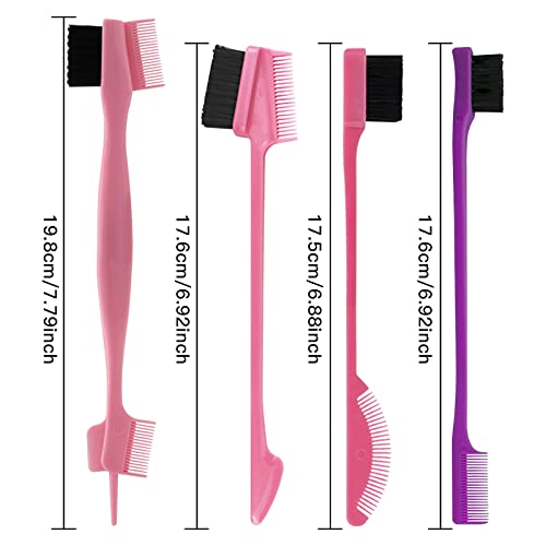 8 Pieces Hair Styling Comb Set Edge Control Teasing Brush Hair Comb for Edges & Back Brushing, Combing, Slicking for Women Double Sided Edge Comb for All Hair Styles - color: purple