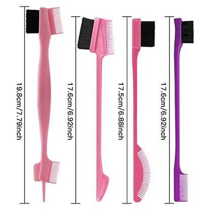 8 Pieces Hair Styling Comb Set Edge Control Teasing Brush Hair Comb for Edges & Back Brushing, Combing, Slicking for Women Double Sided Edge Comb for All Hair Styles - color: purple