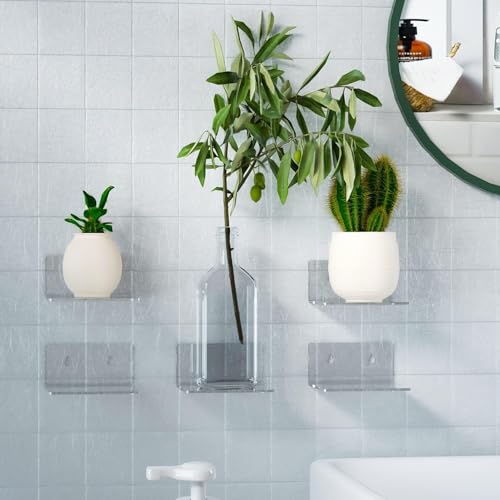Acrylic Wall Shelves for Storage,Floating Shelf,Clear Display Shelves,Ledges for Pop Figures Plant Organizer for Toy Games Spices Perfumes Picture Photo for Bedroom Decor Living Room - color: Clear, size: 3.9 Inch 12Pack