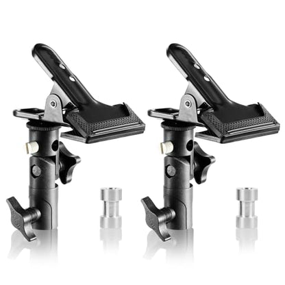 Selens 2 Packs Photography Reflector Clamp Holder Speedlite Hot Shoe Bracket with 1/4"" & 3/8"" Screw Mount with Photo Studio Light Stand, Lighting Umbrella Reflector - color: Two Packs