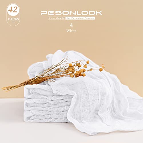 Gauze Cheesecloth Napkins Set of 42, White 20 x 20 Inch Wrinkled Rustic Linen Napkins for Wedding,Dinner,Family Everyday Use/Parties(White) - color: White, size: 20" x 20" (Set of 42)