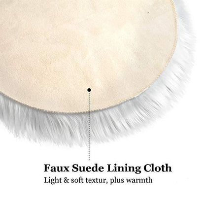 IVON 4pcs 15.5'' White Round Faux Fur Rug, Fluffy Soft Rug Cushion for Chair, Background for Nail Desk Photos - color: 4pcs White