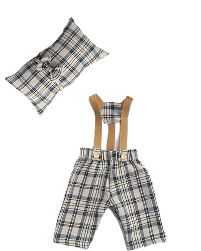 Newborn Baby Boy Suspender Pants Photo Outfits Gentleman Photography Outfit Girl - color: Grey4