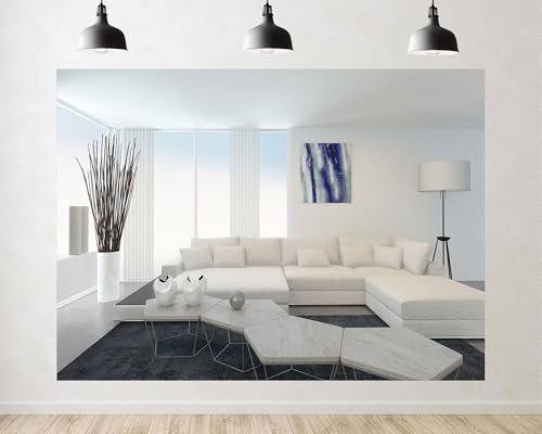 Trykid 9x6ft Minimalist White Room Backdrop Modern Clean Interior Bright Open Space Photography Background Home Staging Party Decoration Tapestry Photo Booth Prop Fabric - size: 9x6ft