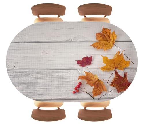 Wood Texture Background White Oval Tablecover Fitted with Elastic, Water Proof, Easy to Clean，Picnic, Party,Terrace, Flowers, Fits 48"x80" Oval Tables, Style68 - color: Wood Texture -17, size: 48" x 80" (Oval)
