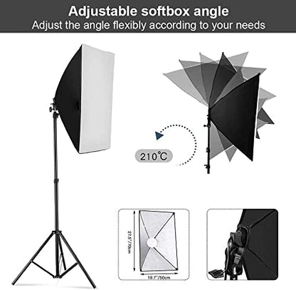 MOUNTDOG Softbox Lighting Kit, 2x19.7"x27.5" Photography Continuous Lighting System with 2pcs 85W 5700K E27 Socket LED Bulbs and Remote for Portrait Product Fashion Photography - color: white-2