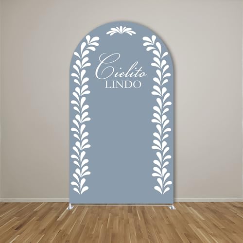 Arch Backdrop Cover Dusty Blue Mexican Fiesta Baptism Baby Shower Double-Sided Chiara Arch Spandex Fabric Cover for Wedding Parties Decorations (2.2x5ft Cover,g4045) - color: g4045, size: 2.2x5ft cover