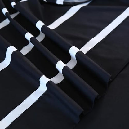 MAG 4Pcs Striped Twin Size Sheet Set,Black and White Microfiber Twin Bedding Sheet,Included 1 Fitted Sheet 14'' Deep Pocket+1 Flat Sheet+2 Pillowcases Soft and Breathable,Wrinkle and Fade Resistant. - color: Striped, size: Twin