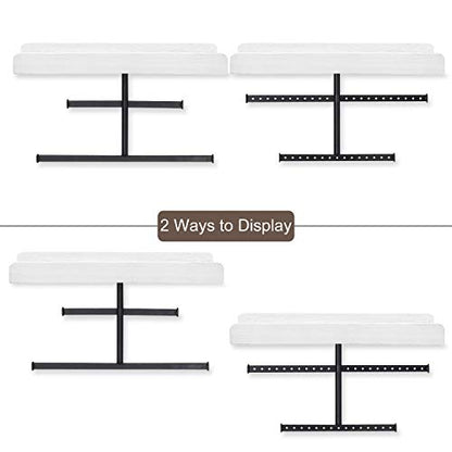 Keebofly Hanging Wall Mounted Jewelry Organizer with Rustic Wood Jewelry Holder Display for Necklaces Bracelet Earrings Ring Set of 2 White,[Patented] - color: White