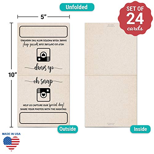 321Done Oh Snap Wedding Hashtag Signs, Made in USA - Rustic Kraft Tan - 5x5 Large Square Tent Cards Table Placecard, Write-On Large Photo Share the Love - Set of 24 - color: Oh Snap, size: Set of 24