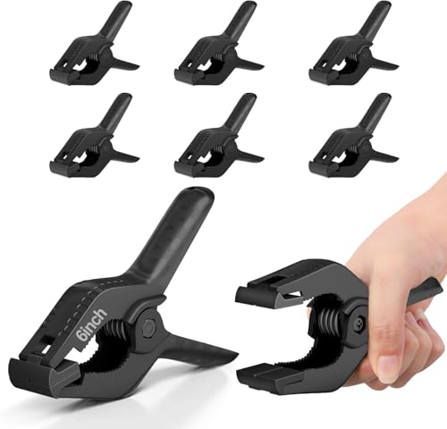 EMART 6 Pack Heavy Duty Spring Clamps, 6 inch Plastic Photo Booth Backdrop Clips Clamps for Backdrop Stand, Photography Studio, Photoshoot, Woodworking, Balloon Arch, Crafts, Pool Cover-Black - color: Black, size: 6 inch