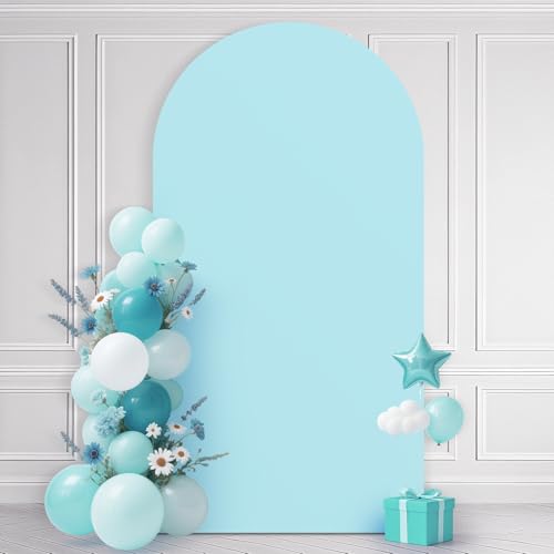 Ledido Wedding Arch Backdrop Cover 6FT Arch Covers Fitted Stretchy Spandex Round Top Stand Backdrop Cover for Wedding Banquet Ceremony Birthday Party Baby Shower Event Decoration,Light Blue - color: Light Blue, size: 6FT
