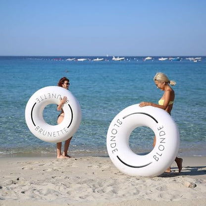 Loteli Swim Ring Float - Minimal Aesthetic Inflatable Swim Ring | Classic Prop for Party, Photo Shoot, Summer Fun & Relaxation | Durable & Easy to Inflate - color: Brunette, size: 2 Pack