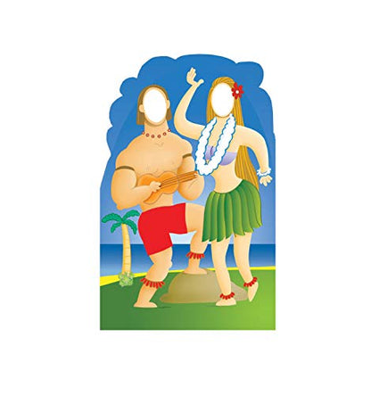 Cardboard People Hawaiians with Ukelele Stand-in Life Size Cardboard Cutout Standup - color: Hawaiians With Ukelele