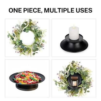 MOYEE Candle Holder Centerpieces for Tables,Candle Ring,Wreaths, Black Metal Candle Stick Paired Artificial Flowers 14 in Versatile Dining Table Centrepiece - color: Golden Thread Orchid Leaf Wreath