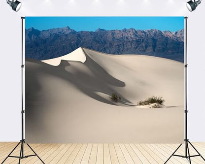 Trykid 15x8ft White Dune Mountain Backdrop Pale Clean Bright Pale Sand Peak Blue Sky Rocky Range Natural Scenery Photography Background Scenic Theme Party Decoration Photo Booth Prop Fabric - size: 15x8ft