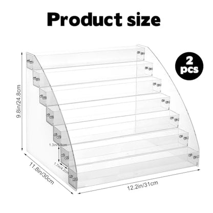 2 Pack 7 Tier Sunglass Organizer Stand, Versatile Acrylic Sunglass Holder Display Stand Sunglass Storage Tray for Highlighting Glasses Makeup Nail Polish Graded Cards - color: Clear-7 Tier-1