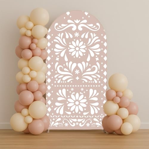 Beige Cielito Lindo Arch Backdrop Cover Mexican Theme Fiesta Wedding Birthday Party Decorations Arch Spandex Covers Baptismx Baby Shower Parties (4x7.2ft,G-3738) - color: G-3738, size: 4x7.2ft