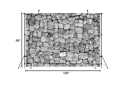 BELECO 15x8ft Fabric Brick Stone Wall Backdrop Dark Gray Rock Stones Texture Background Medieval Castle Party Decorations Banner Knight Party Supplies Photoshoot Props - size: 15x8FT