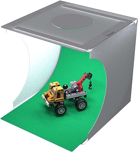 Bower Mini Photo Studio Light Box - 9" Portable Folding Product Photography Shooting Tent Kit with 2 Bright LED Strips, 6 Double Sided Color Backgrounds