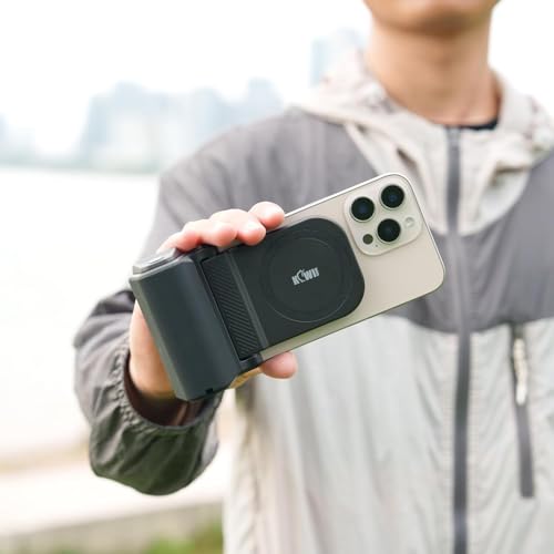 KIWIFOTOS for iPhone Magsafe Camera Grip Magnetic Phone Handle with Bluetooth Remote for iPhone 17 16 15 14 Pro Max Samsung S26 S25 Smartphone Vlog Video Shooting(Tripod NOT Included) - color: Magsafe Phone Grip-Black