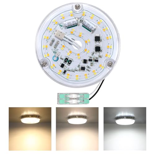 4 Inch LED Ceiling Fan Light Kit, 18W 2200LM 3000K 4500K 6000K Ceiling Fan Light Replacement, Round Ceiling Fan Light Kit Replacement, 120V, CRI90, Dimmable - color: 3CCT 3000/4500/6000K