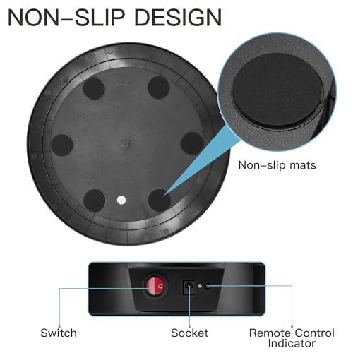 Rotating Display Stand 16.5'' Large Motorized Turntable Stand Spinning Photography Turntable(Black Wired)