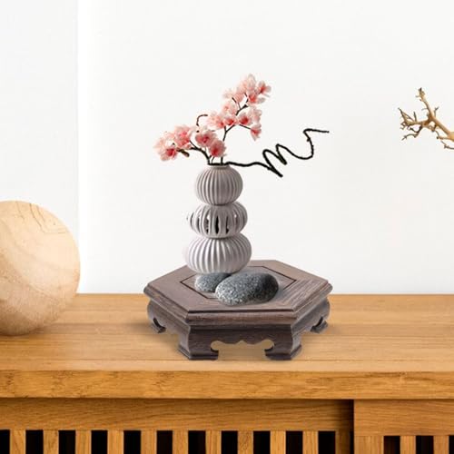 Traditional Craft Wooden Base Wood Display Stand Oriental Hex Shape Pedestal - color: 2-Q-5.0"-hexagon