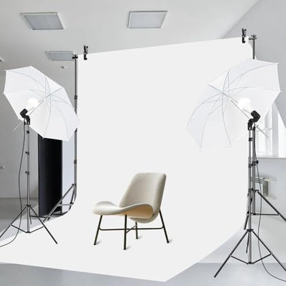 SLOW DOLPHIN 10 x 8.5 ft Photography Photo Video Studio Background Stand Support Kit with Muslin Backdrop (White Black), 5500K 85W LED Blub, Umbrella Lighting Kit for Studio, Portrait, Video Shooting