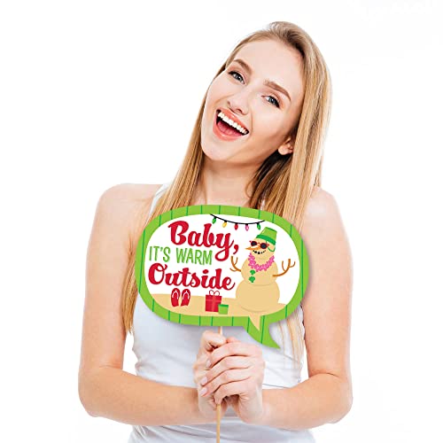 Big Dot of Happiness Funny Tropical Christmas - Beach Santa Holiday Party Photo Booth Props Kit - 10 Piece
