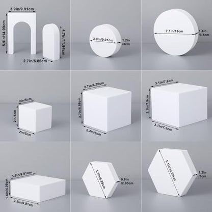 10 Pcs Geometric Cube Product Photography Props Set, Hard Foam Photography Background Props for Product Photo Shooting, White