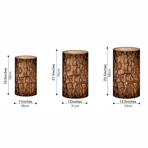 NIVIUS PHOTO Simulated Tree Stump Spandex Pillar Cover for Metal Cylinder Pedestal Stands - 3 Pieces - Covers Only, Stands are not Included (NO-1016) - color: No-1016