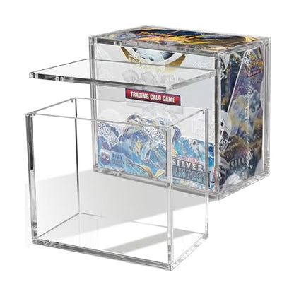 PKMN Booster Box Display Case, Clear Acrylic Protector for Booster Box TCG Trading Card Box | 5mm Thick with Magnetic Lid, UV Blocking & Dust Proof Showcase | Stackable Storage Case