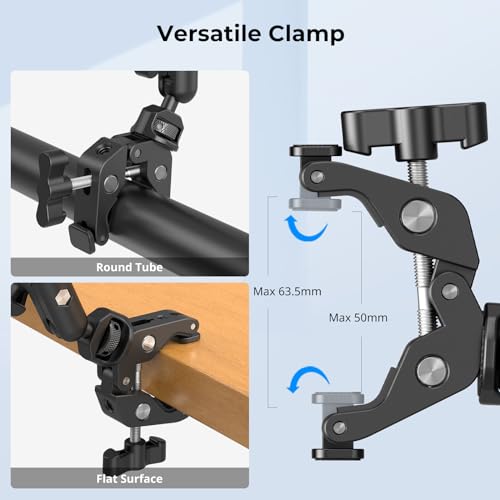 SMALLRIG 22" Magic Arm Clamp, Overhead Phone Mount Holder Stand, Flexible Desk Camera Mount, Articulating Friction Boom Arm, for POV Shot, Filming, Light, Webcam, Action Camera - style: Double Ball Joints