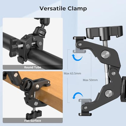 SMALLRIG 22" Magic Arm Clamp, Overhead Phone Mount Holder Stand, Flexible Desk Camera Mount, Articulating Friction Boom Arm, for POV Shot, Filming, Light, Webcam, Action Camera - style: Double Ball Joints